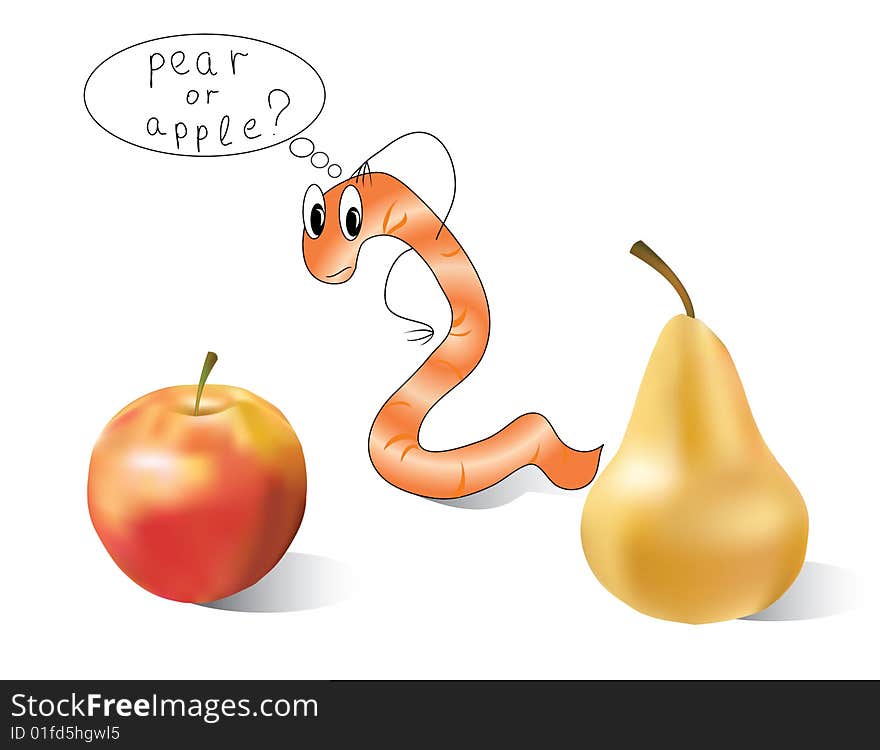 A likable worm chooses the breakfast. A likable worm chooses the breakfast