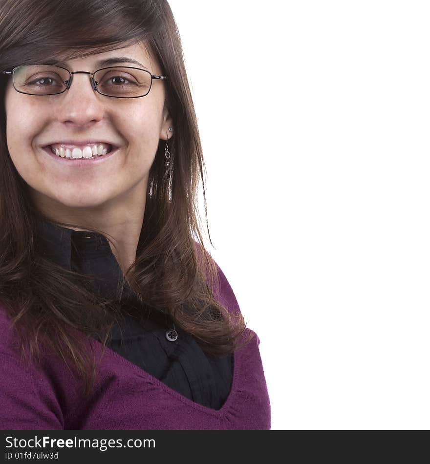 Young beautiful businesswoman with glasses