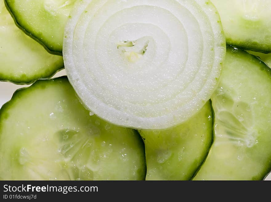 Vegetarian Food background. Green cucumber