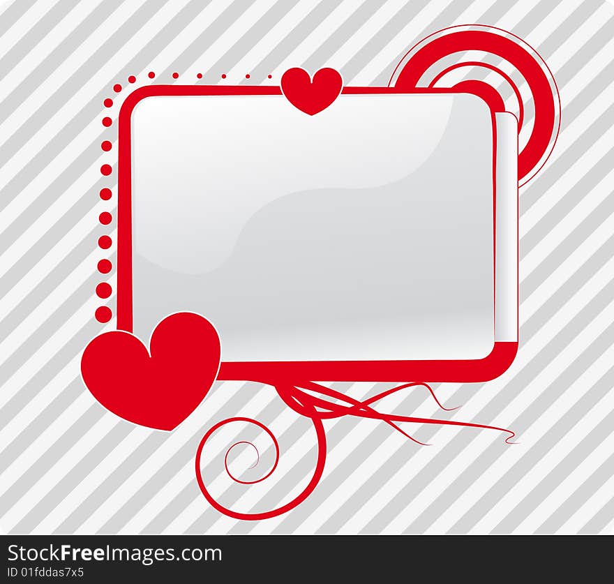 Vector os a screen framed and adorned with hearts shapes and dots. Vector os a screen framed and adorned with hearts shapes and dots