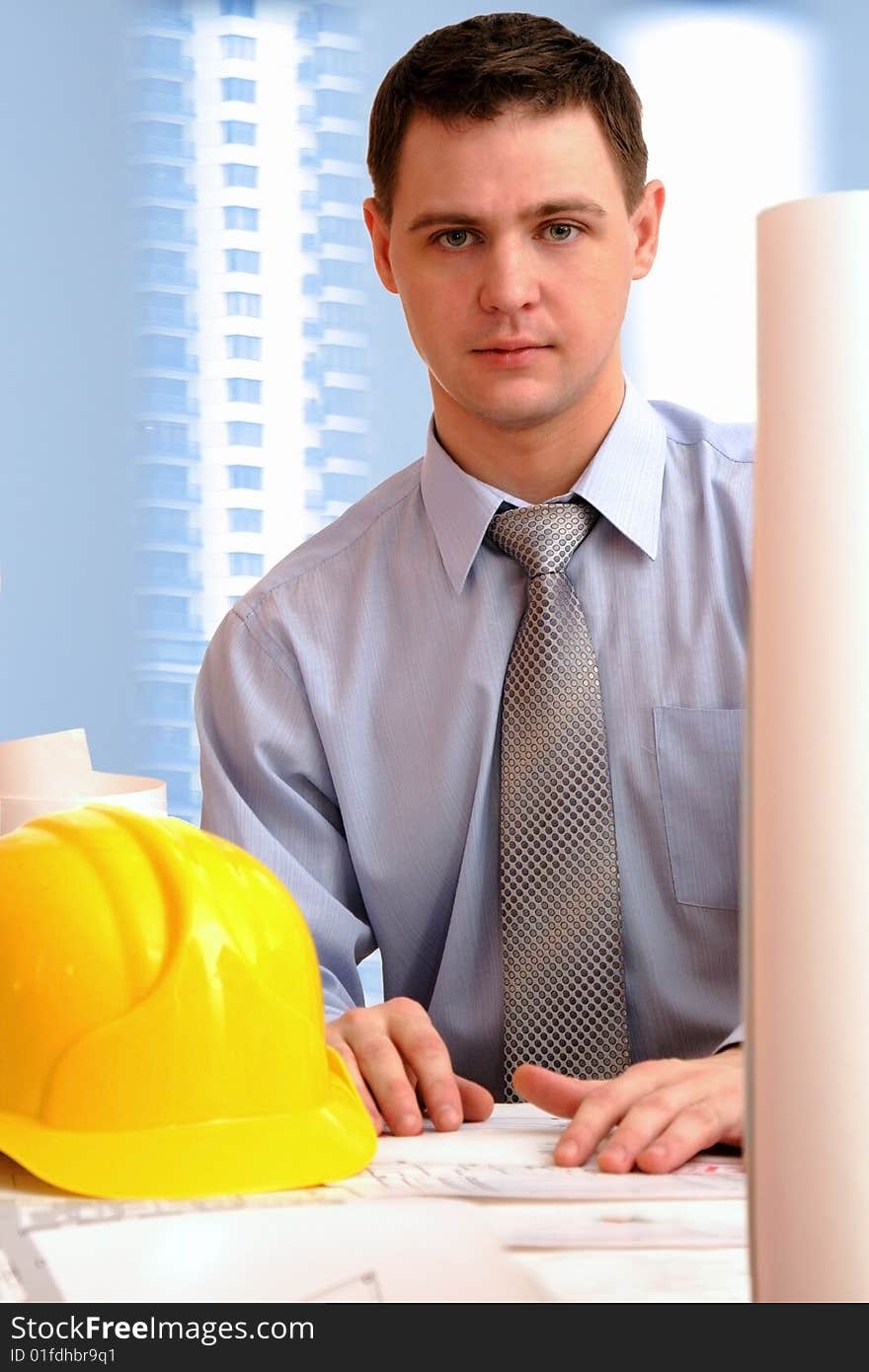 Young Architect In Office