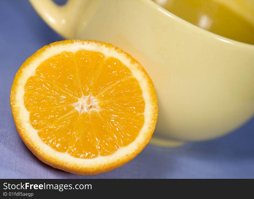 Fresh oranges and orange juice