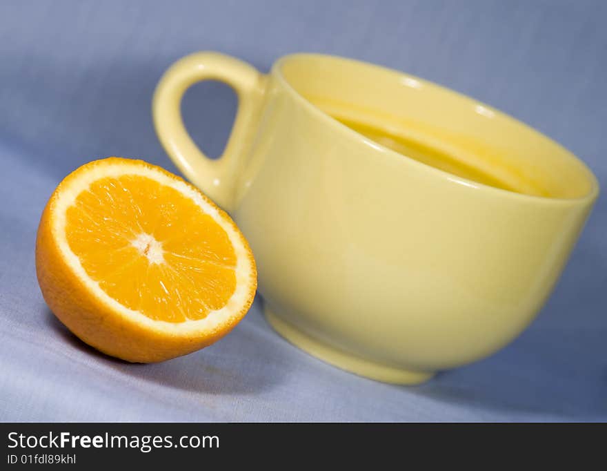 Fresh oranges and orange juice