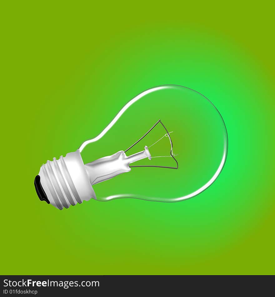 Light bulb on a green background