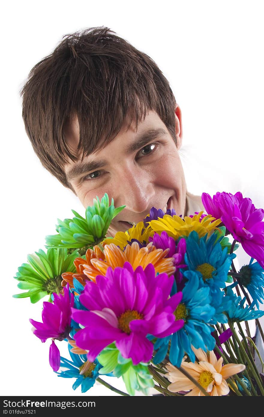 Holding Colorful Flowers