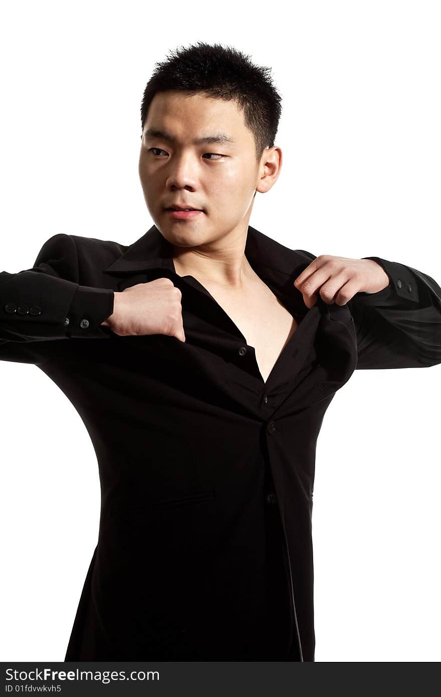 Portrait of stylish asian young guy in black formal attire. Portrait of stylish asian young guy in black formal attire