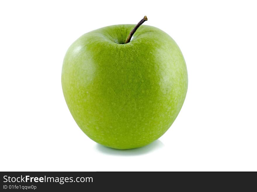 Fresh green apple on white background