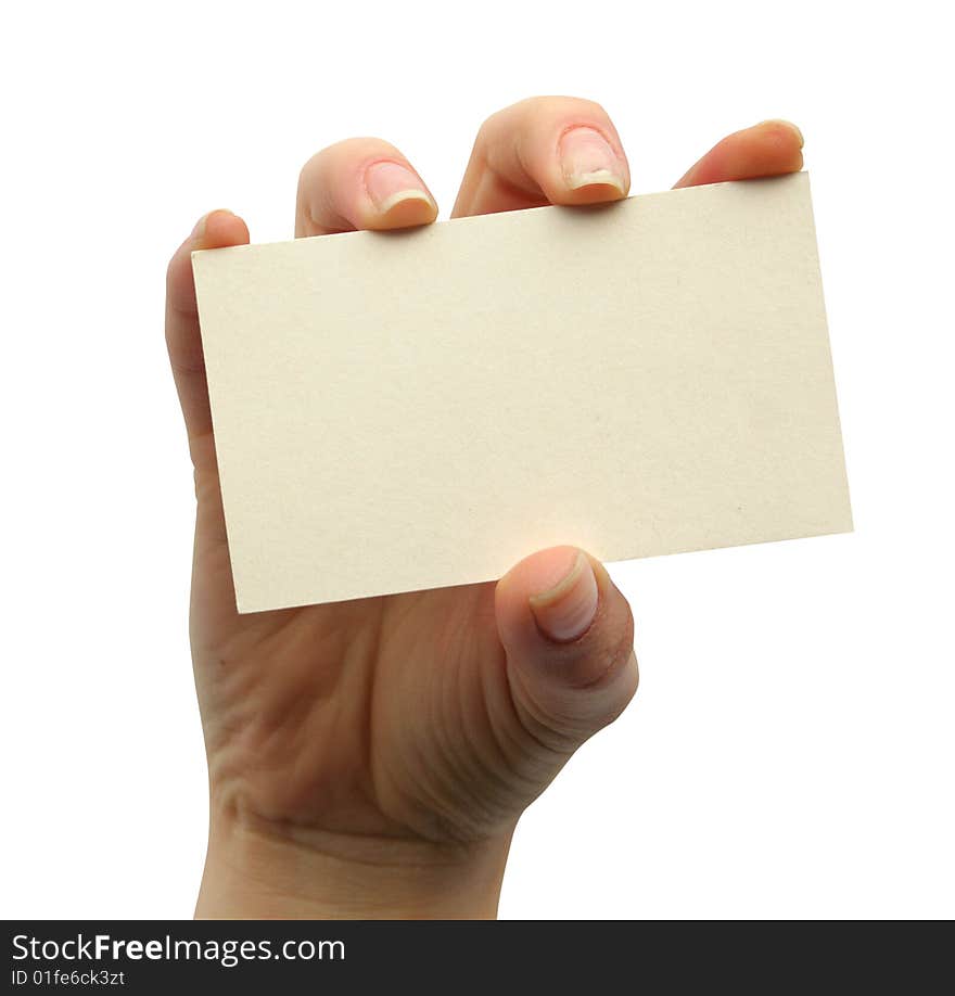 Card blank in a hand