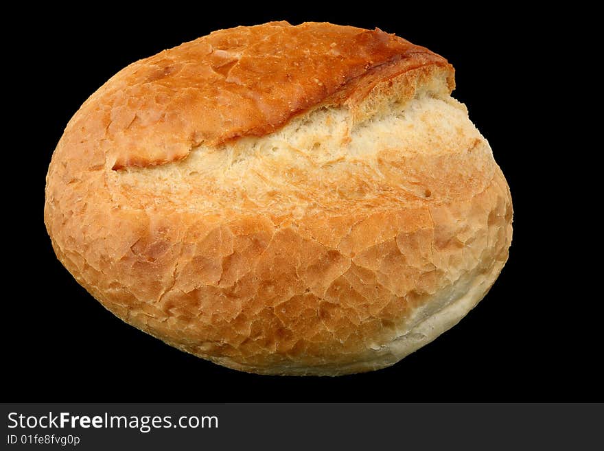 White bread loaf on a black background