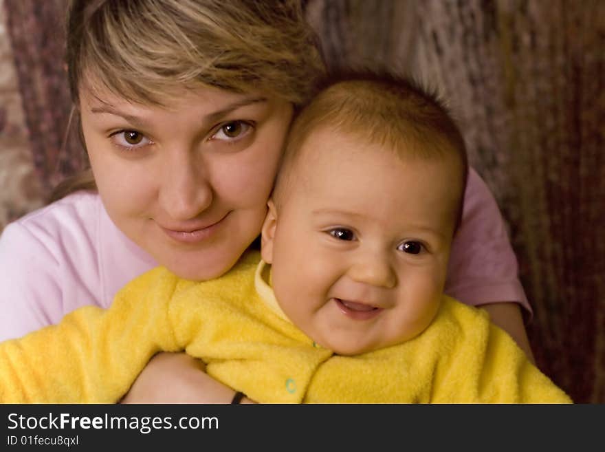 Mother keeps son in his hands. Mother keeps son in his hands