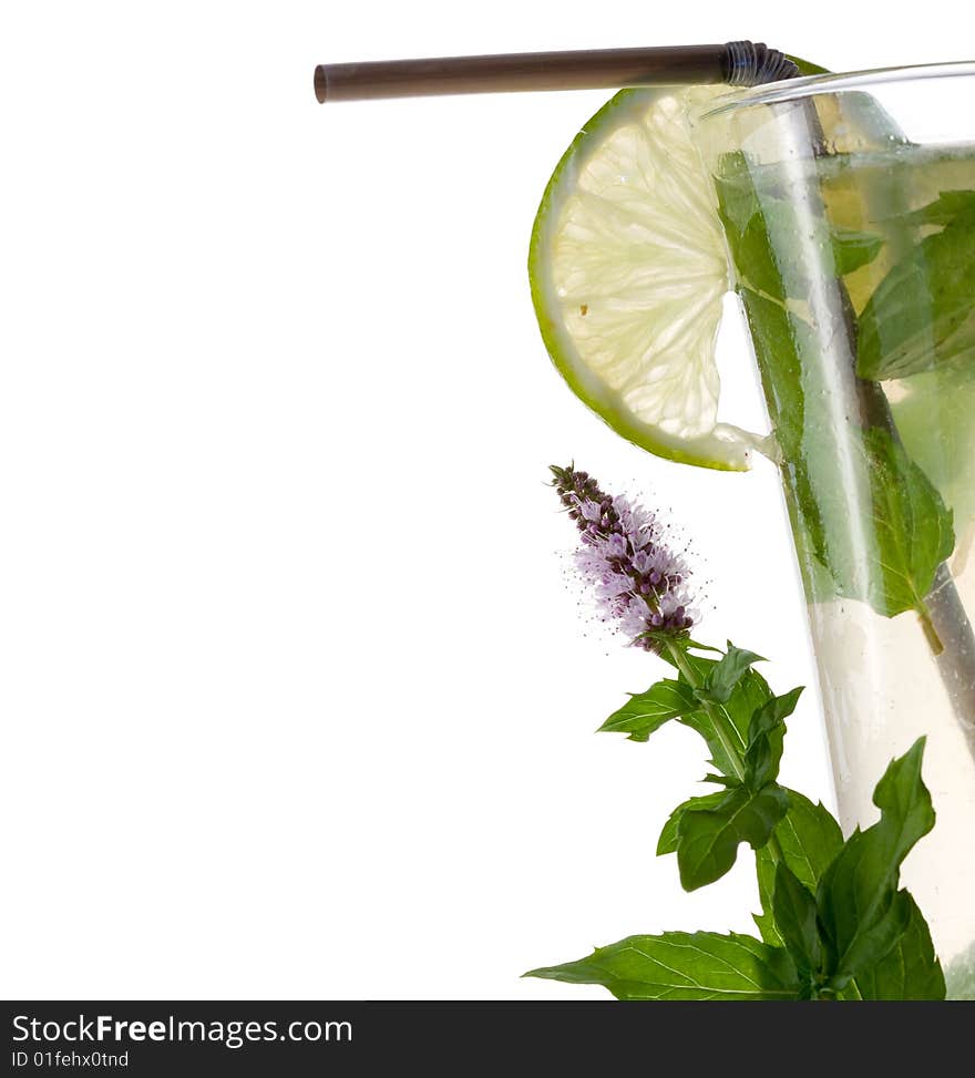 Mojito cocktail isolated on white background