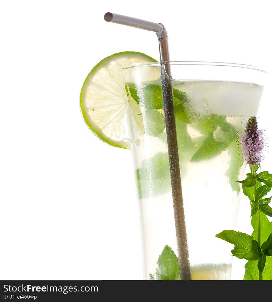 Mojito cocktail isolated on white background