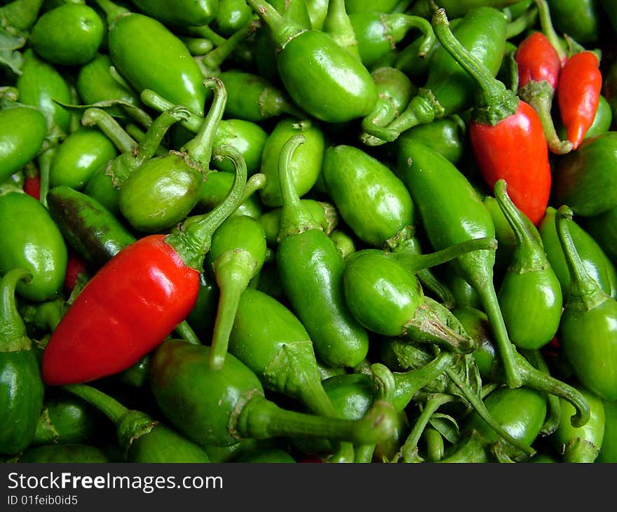 Fresh Green And Red Chilli