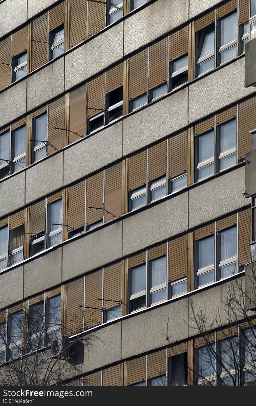 Windows of an apartment building in Zagreb.