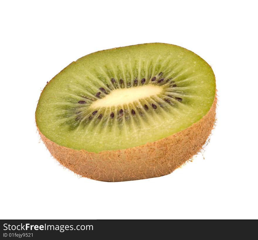 Section of kiwi fruit isolated on white background