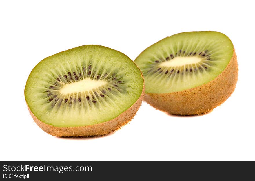 Sections of kiwi fruit isolated on white background