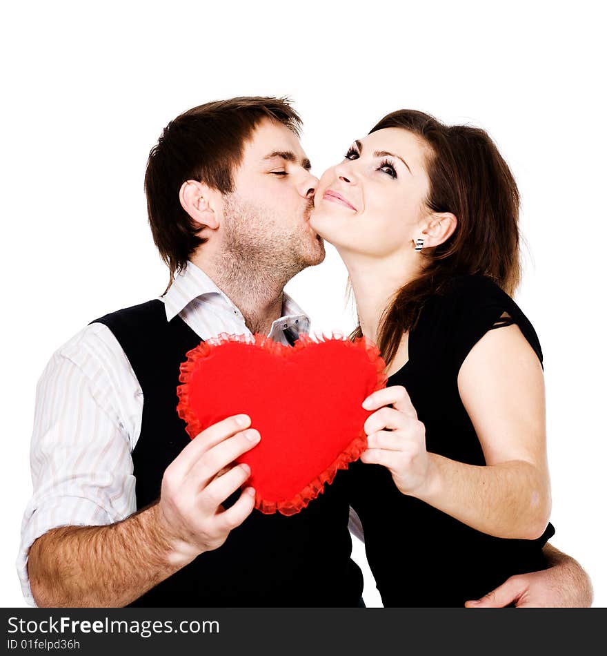 Stock photo: love theme: an image of a man kissing a woman