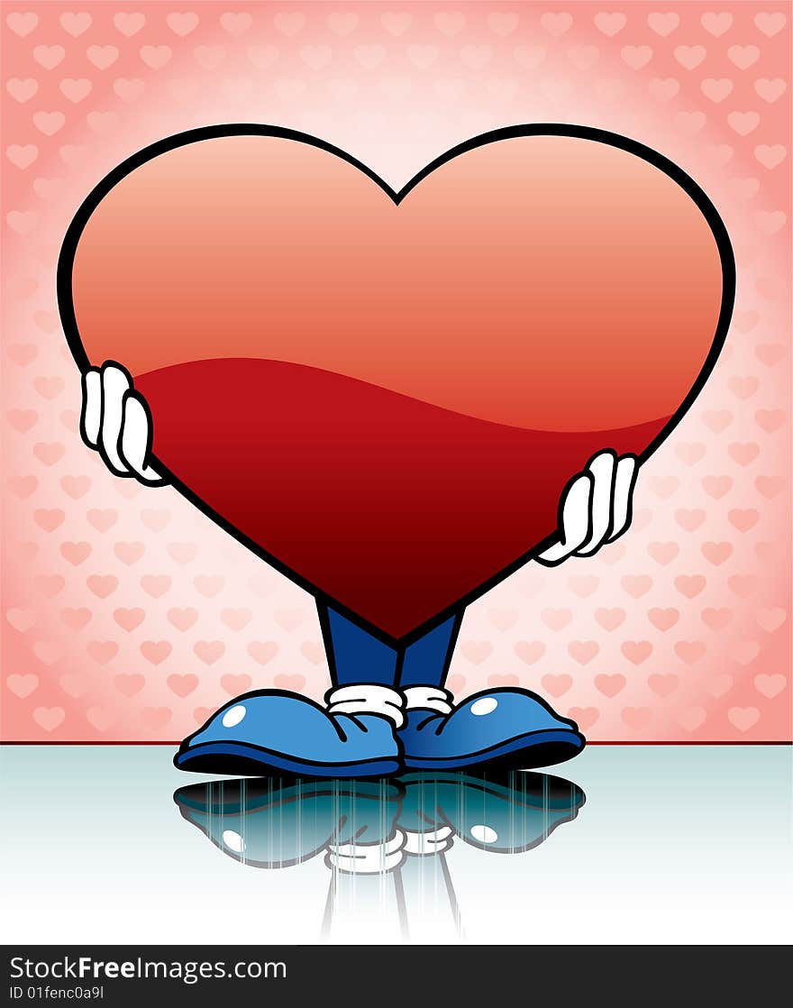 Vector illustration of a heart holding as a gift. Vector illustration of a heart holding as a gift.