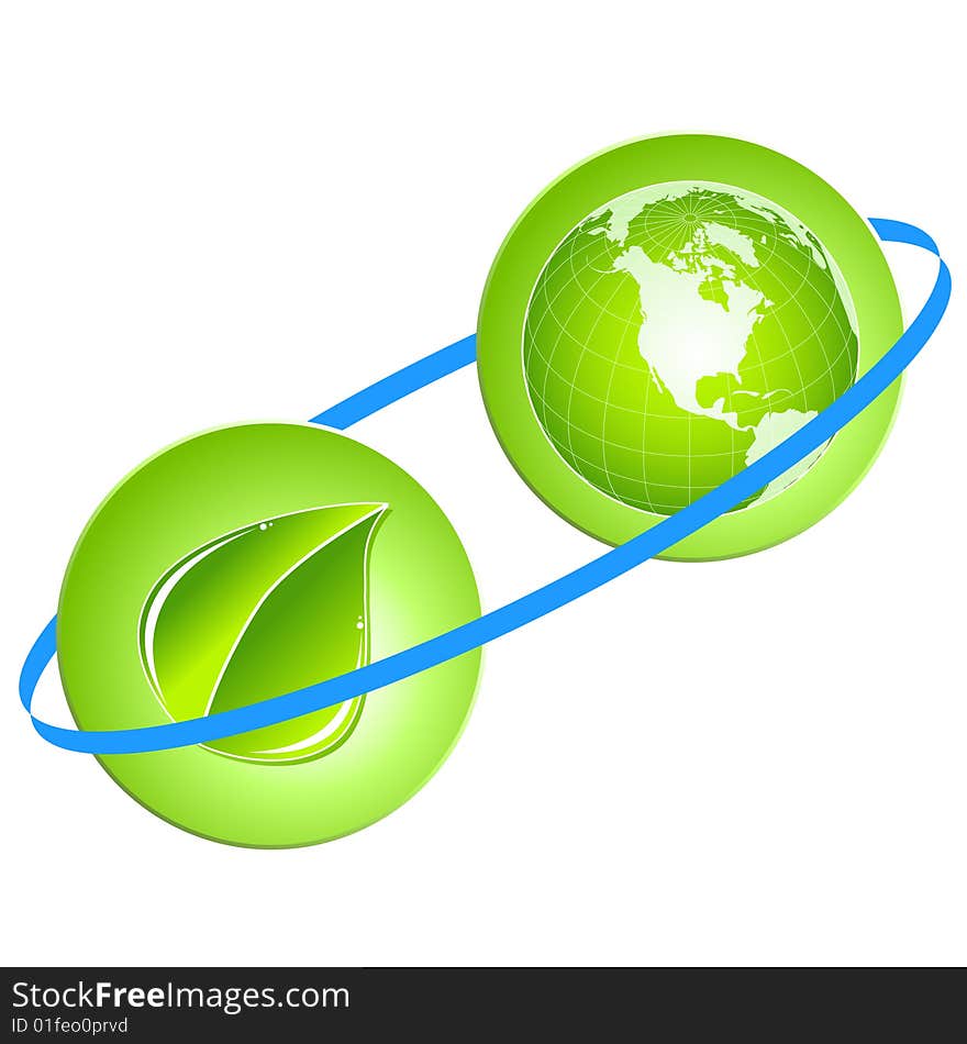 Vector green energy recycling planet earth illustration.