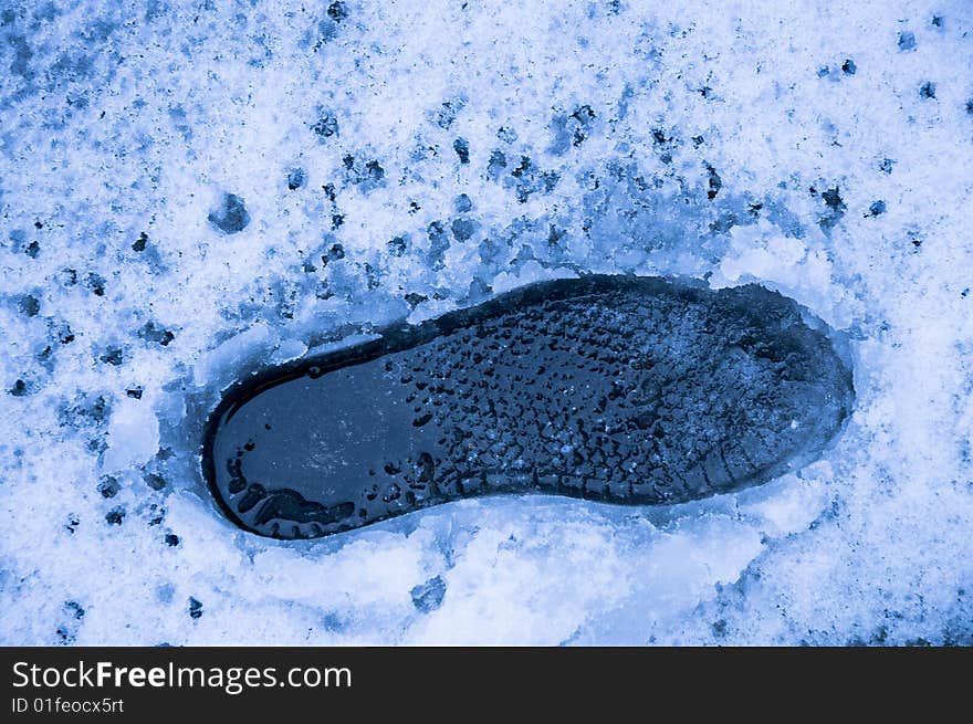 Footprint in snow