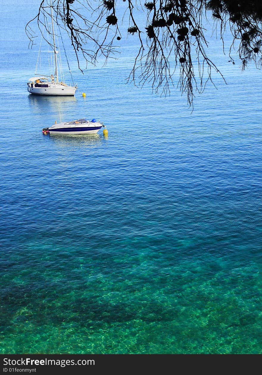 The small boats in the large sea