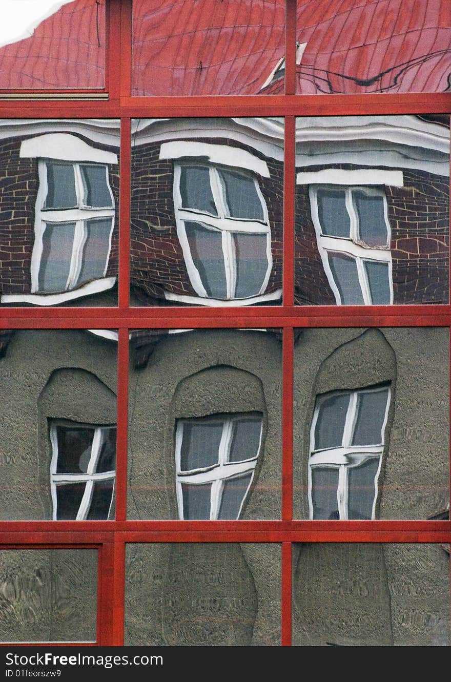 Abstract view of house inside  window
en face