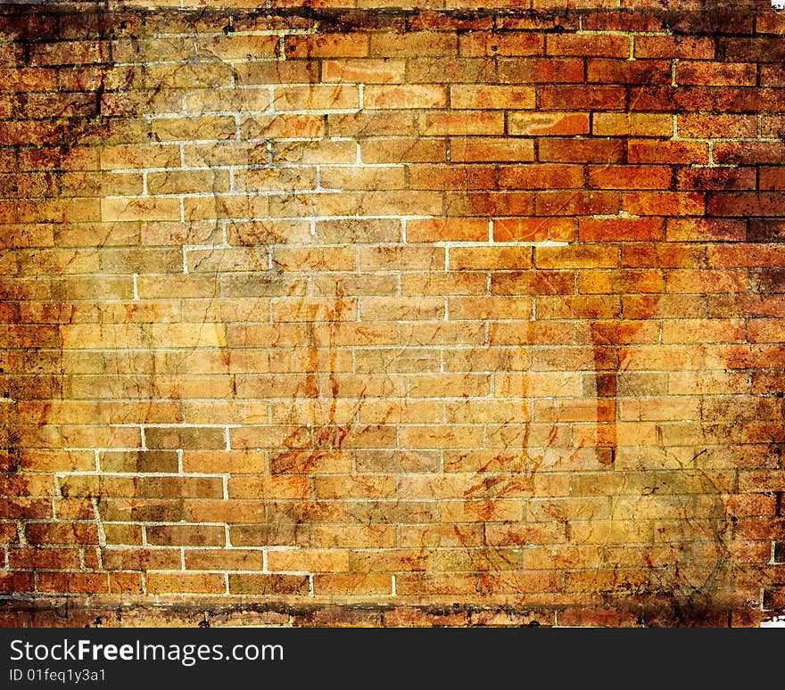 Abstract grunge background with floral, stains, cracks, filigree