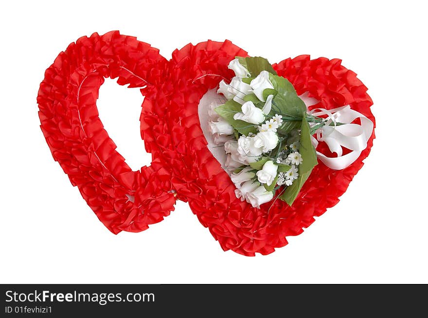 Bouquet of roses in love heart isolated on a white background. Bouquet of roses in love heart isolated on a white background.