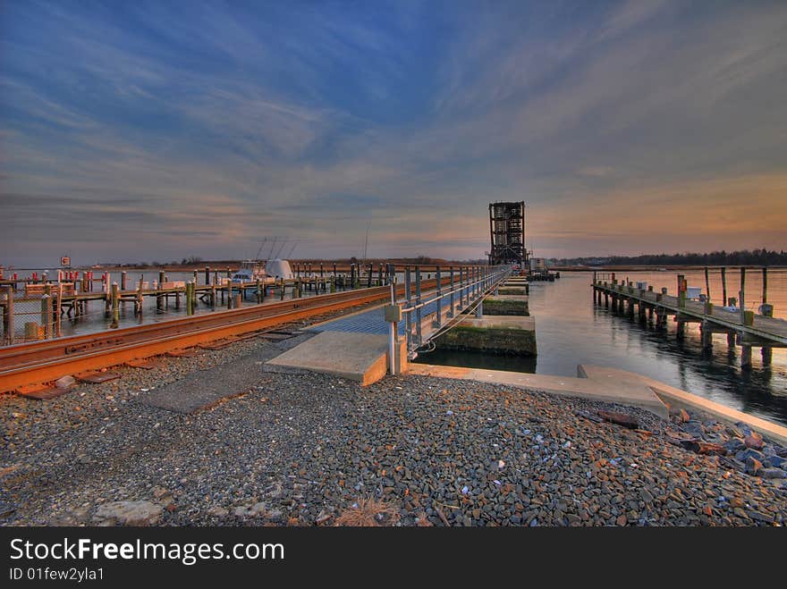 Train tracks and bridge HDR