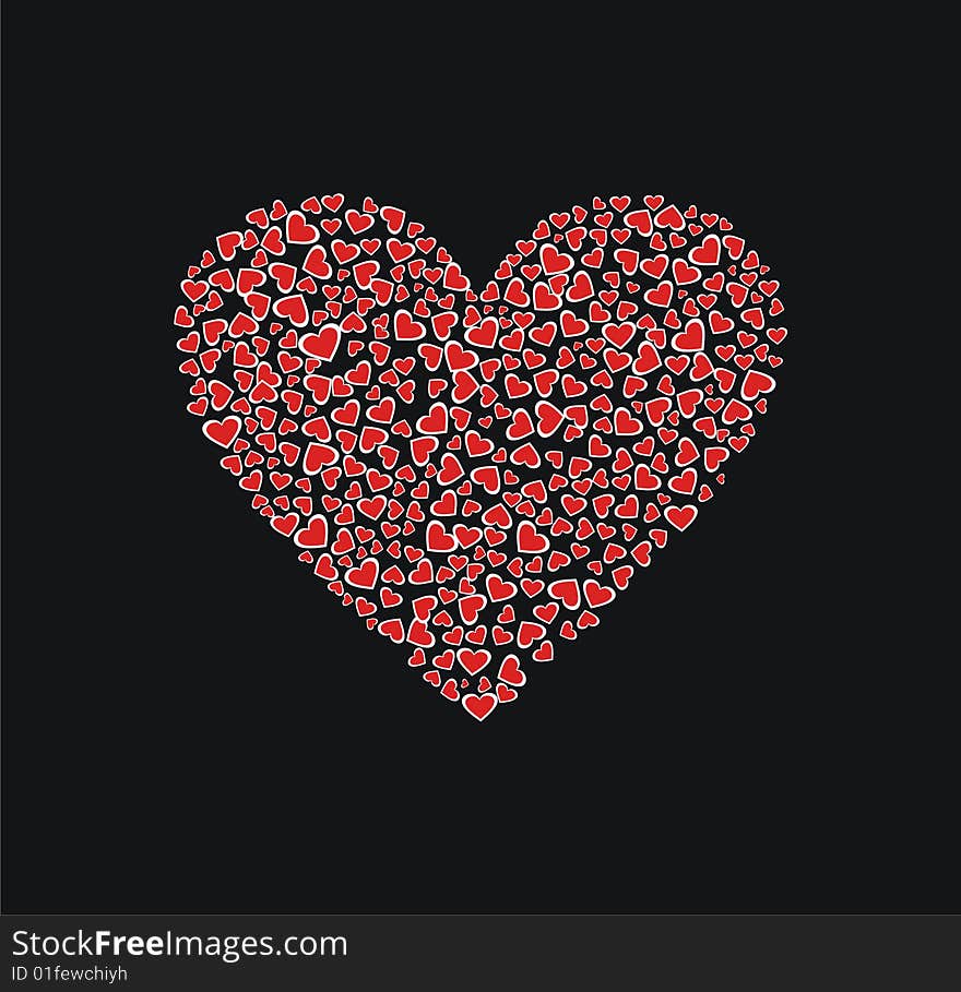 Heart shape on the black background. Heart shape on the black background