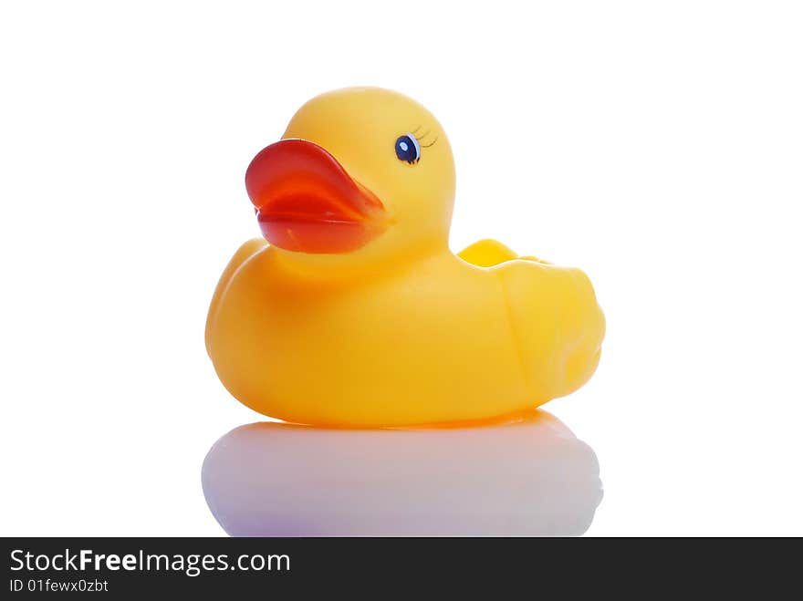 Image of a cute rubber duck on white