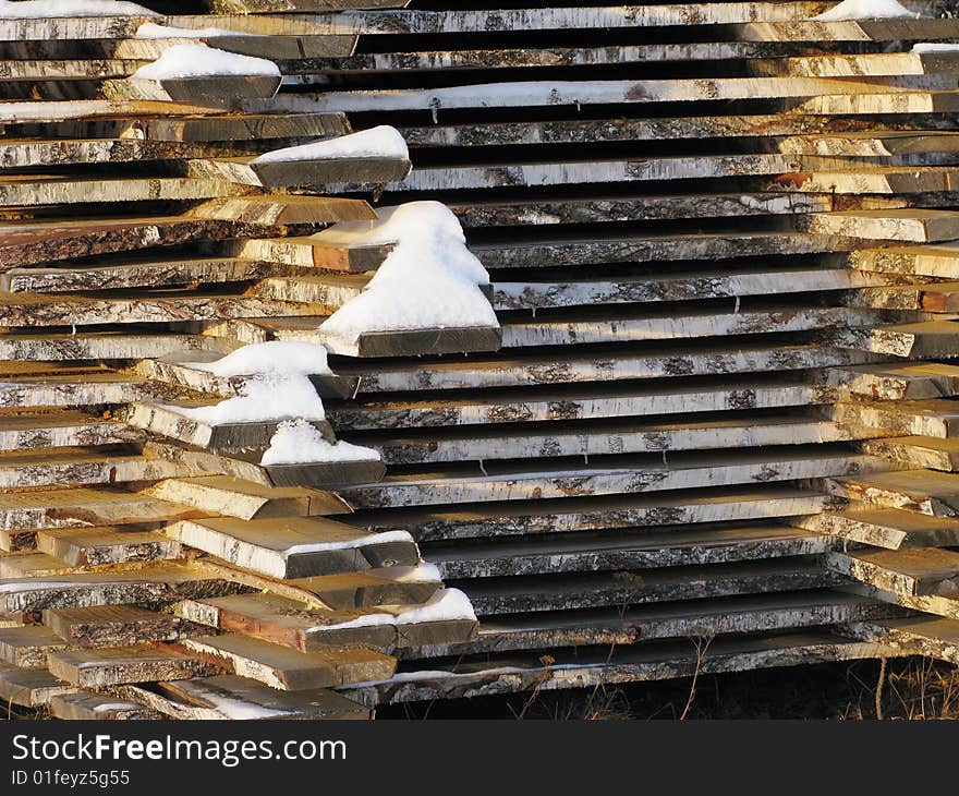 Stack Of Natural Wooden Boards