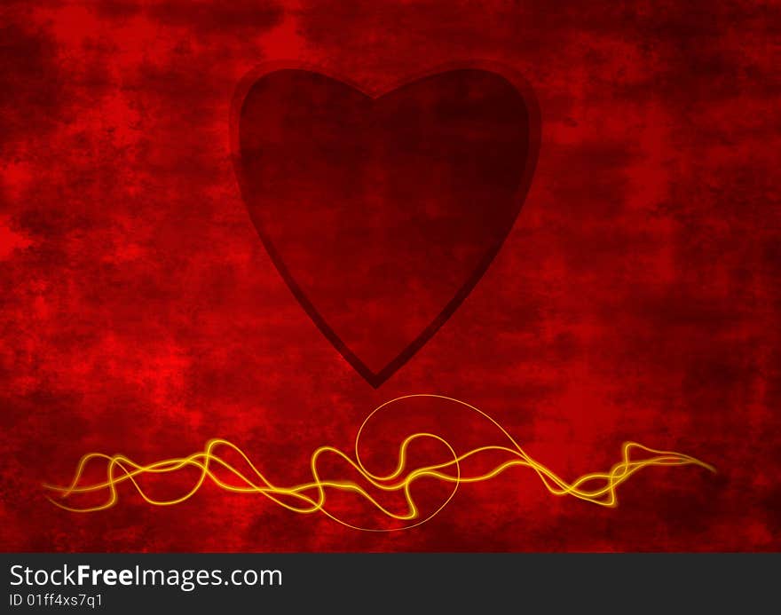 Red grunge background with heart in center of image. Red grunge background with heart in center of image