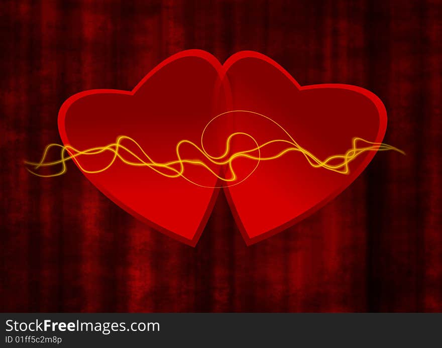 Red grunge background with heart in center of image. Red grunge background with heart in center of image