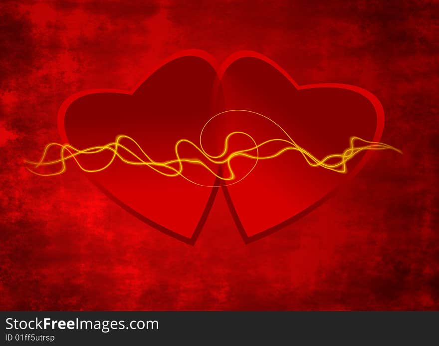 Red grunge background with heart in center of image. Red grunge background with heart in center of image