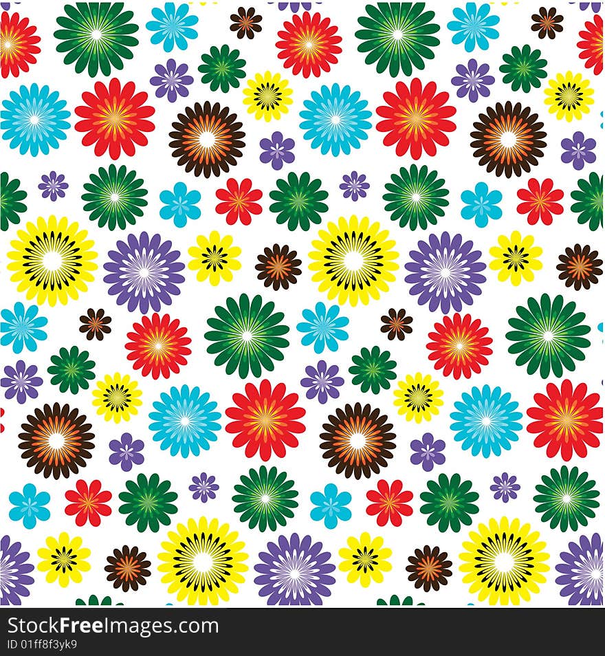 Seamless pattern with colourful flowers. Seamless pattern with colourful flowers