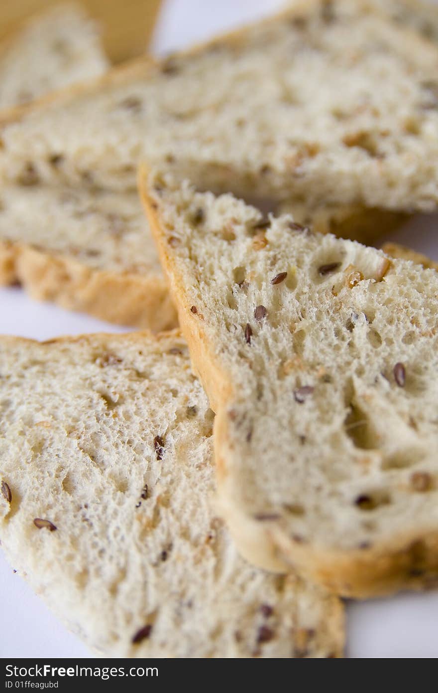 Toast bread triangles on a pile