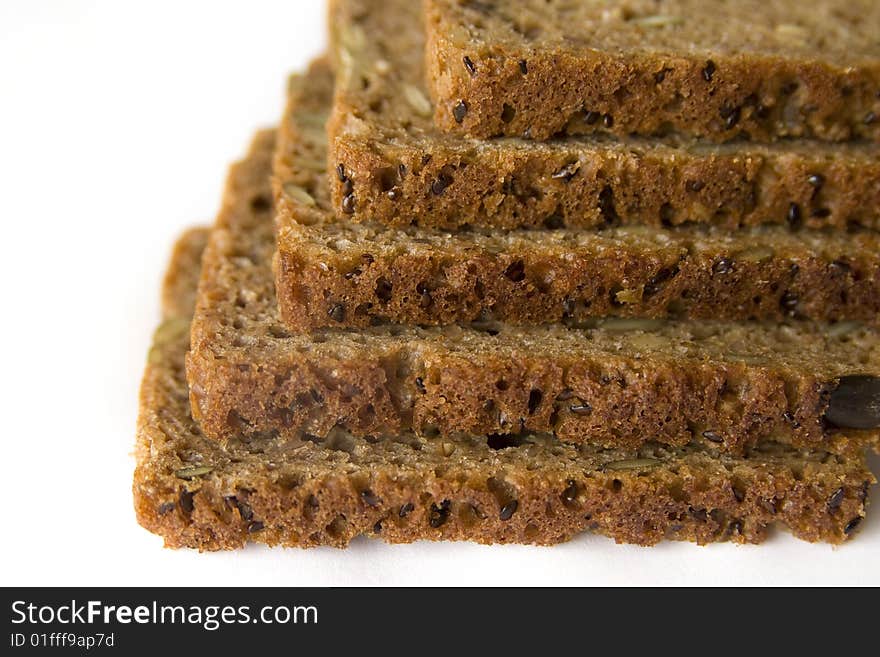 Slices of bread on a pile