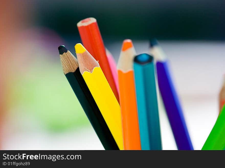 Closeup of colorful crayons symbol