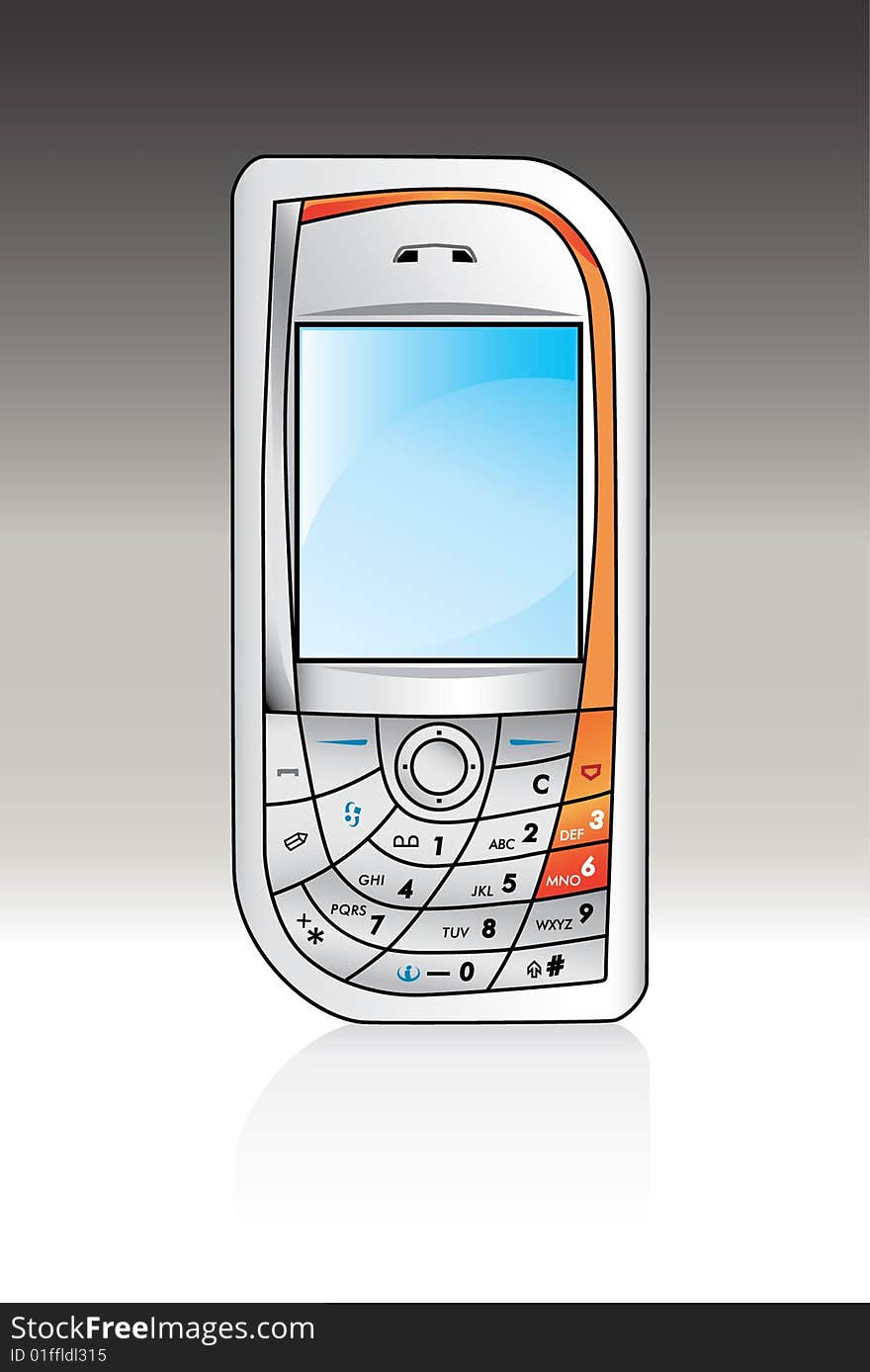 Silver cellphone, clean and simple.