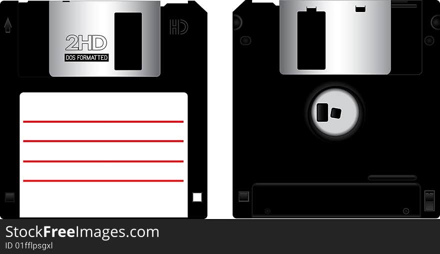 Floppy disk front and back isolated on white background