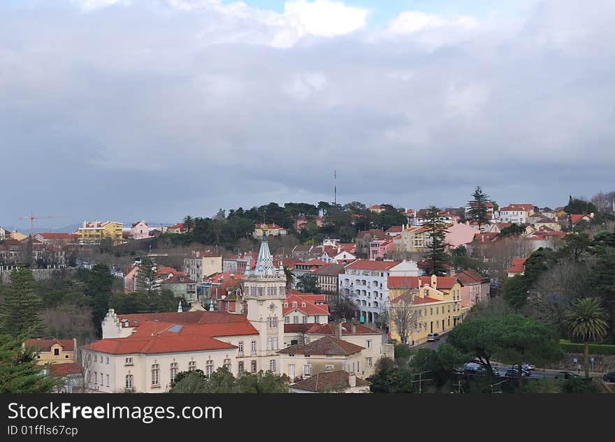 Panoramic view of the town of Sintra, Portugal