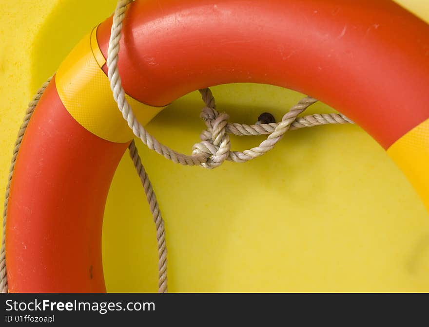 Life buoy with rope close-up