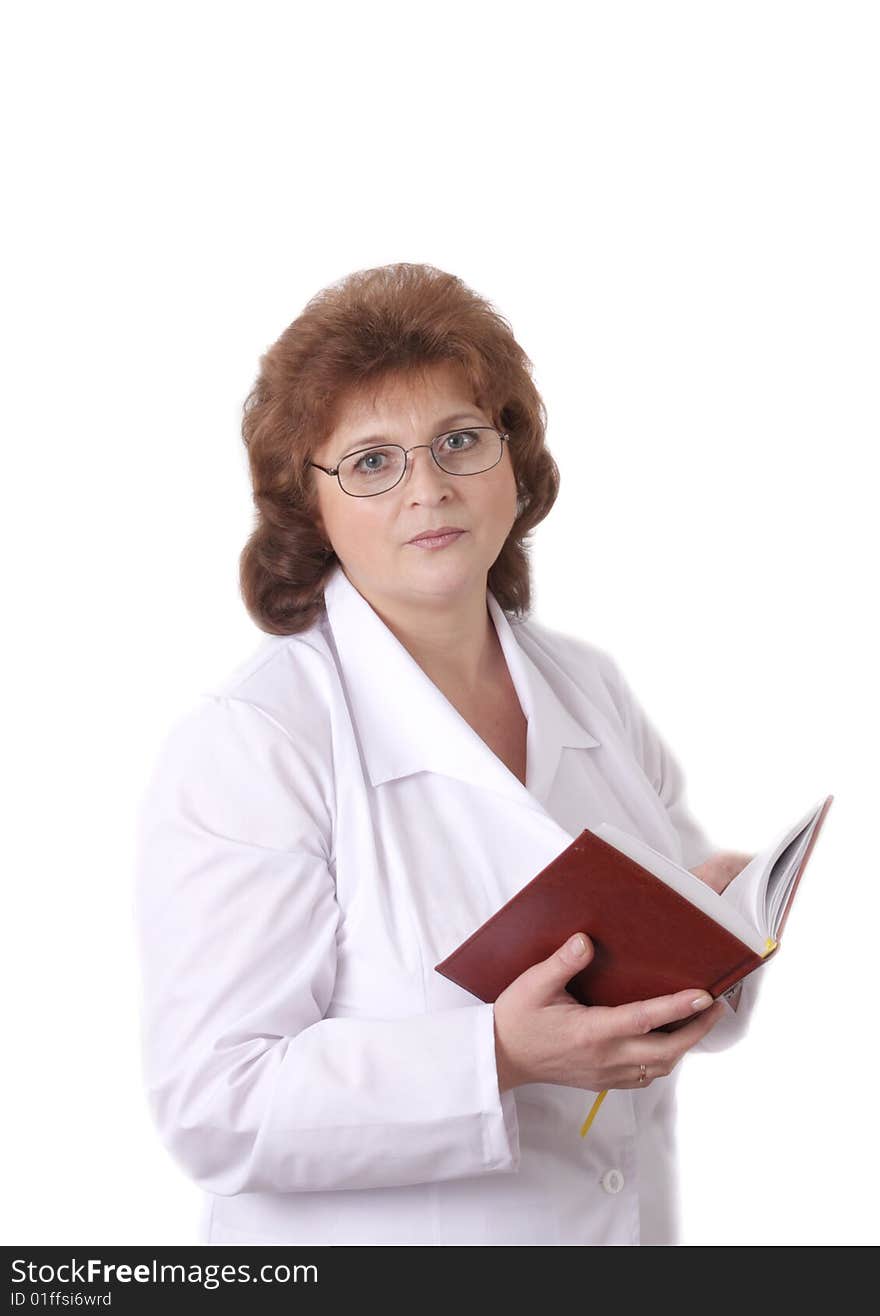 Woman doctor with notebook