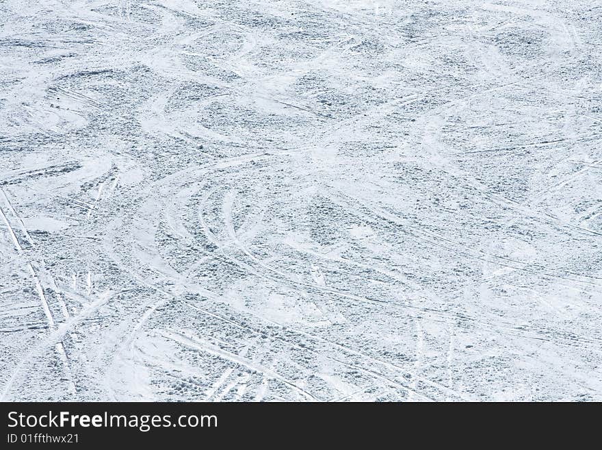 Snow background pattern curved with slope trails. Snow background pattern curved with slope trails