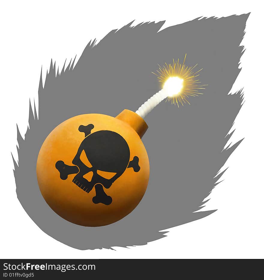 Orange bomb with skull