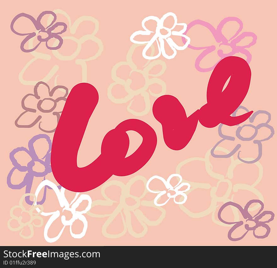 Love illustration card background flowers