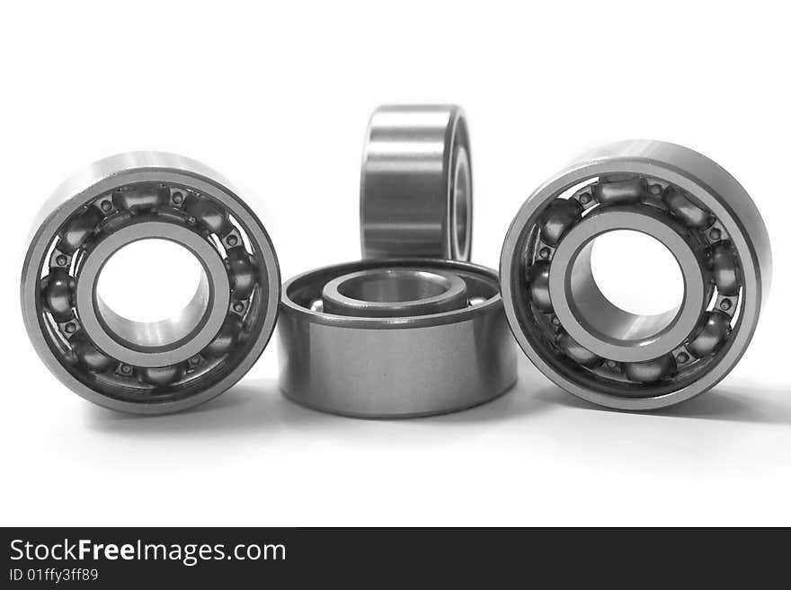 Four bearings. The photo is made by close up  on a white background.