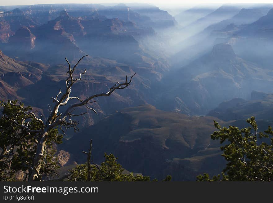 Smoke from wildfires fill the Grand Canyon. Smoke from wildfires fill the Grand Canyon