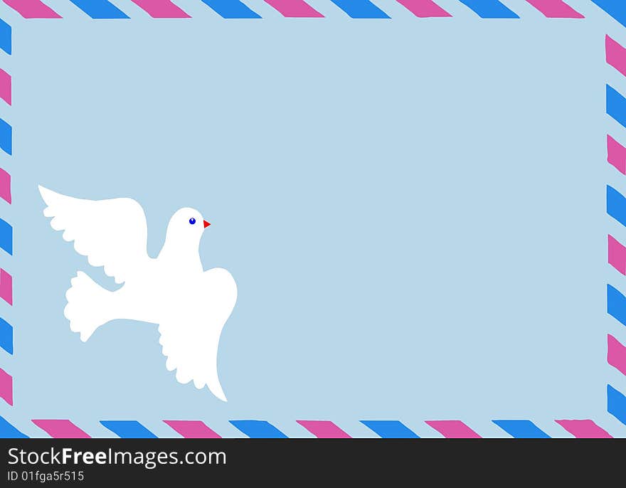 Vector illustration of the postal envelope with dove